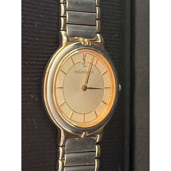 Vintage Yves Saint Laurent Wristwatch Two Tone Gold Silver Quartz✨ - Picture 7 of 14